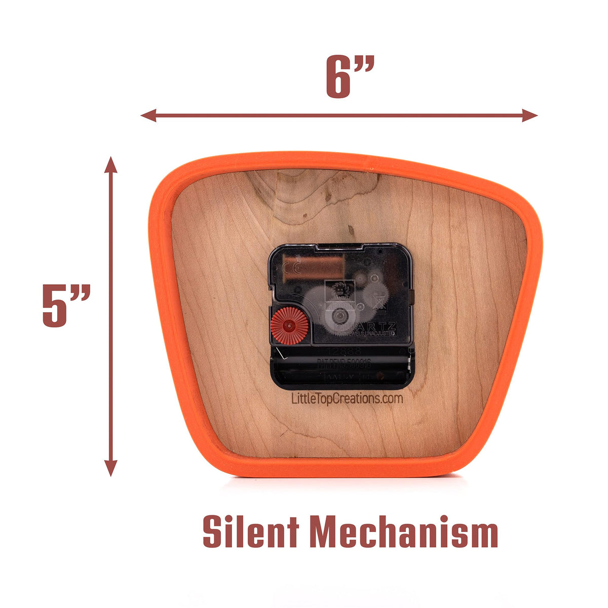 Little Top Creations Handcrafted Mid-Century Modern Clock – Silent Movement for Desk, Table & Mantel, No-Ticking Analog MCM Decor | Made in USA