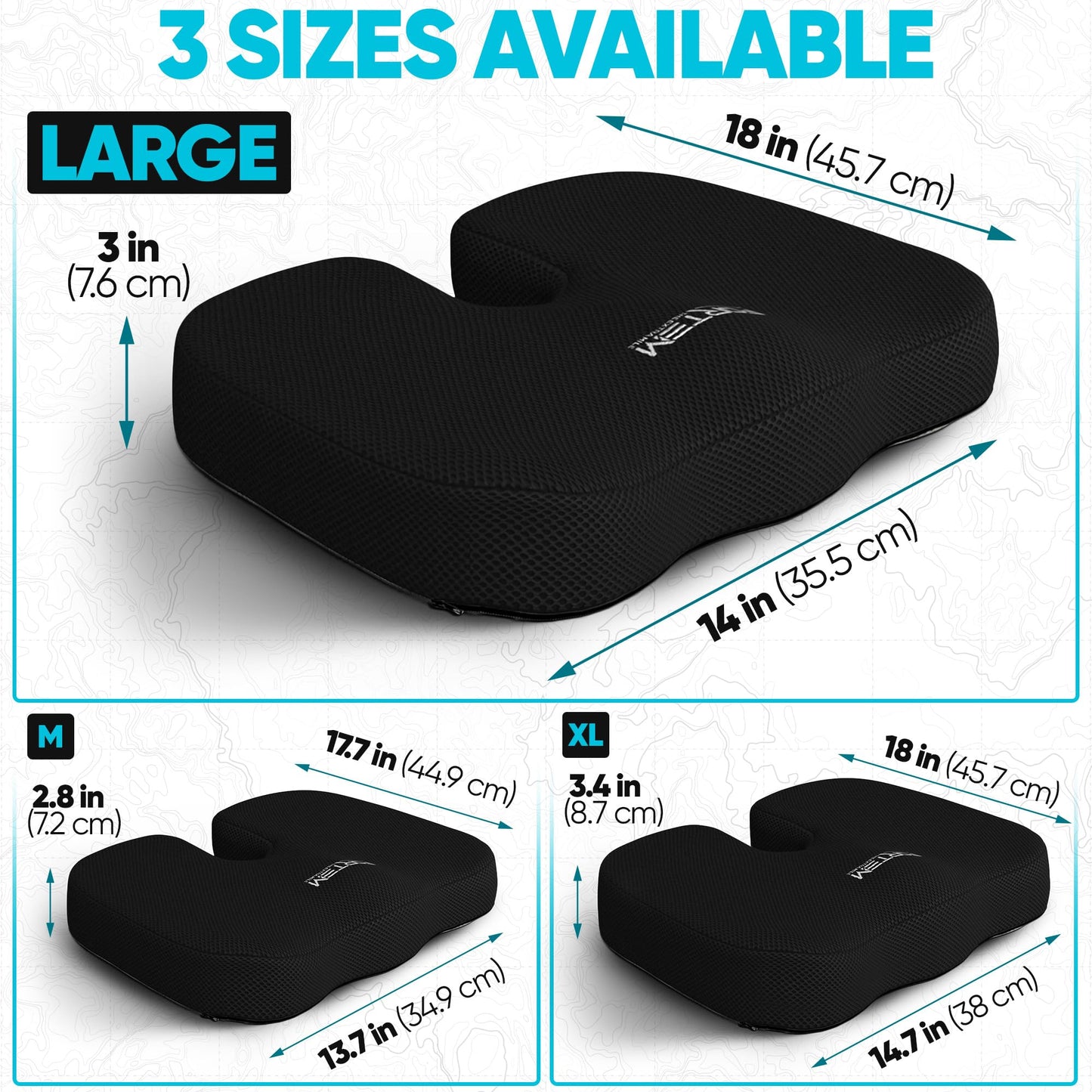 FORTEM Office Chair Cushion and Back Support for Office Chair, Lumbar Support Pillow, Memory Foam, Non Slip Sitting and Back Rest for Gaming, Car Seat Cushion, Chair Pad
