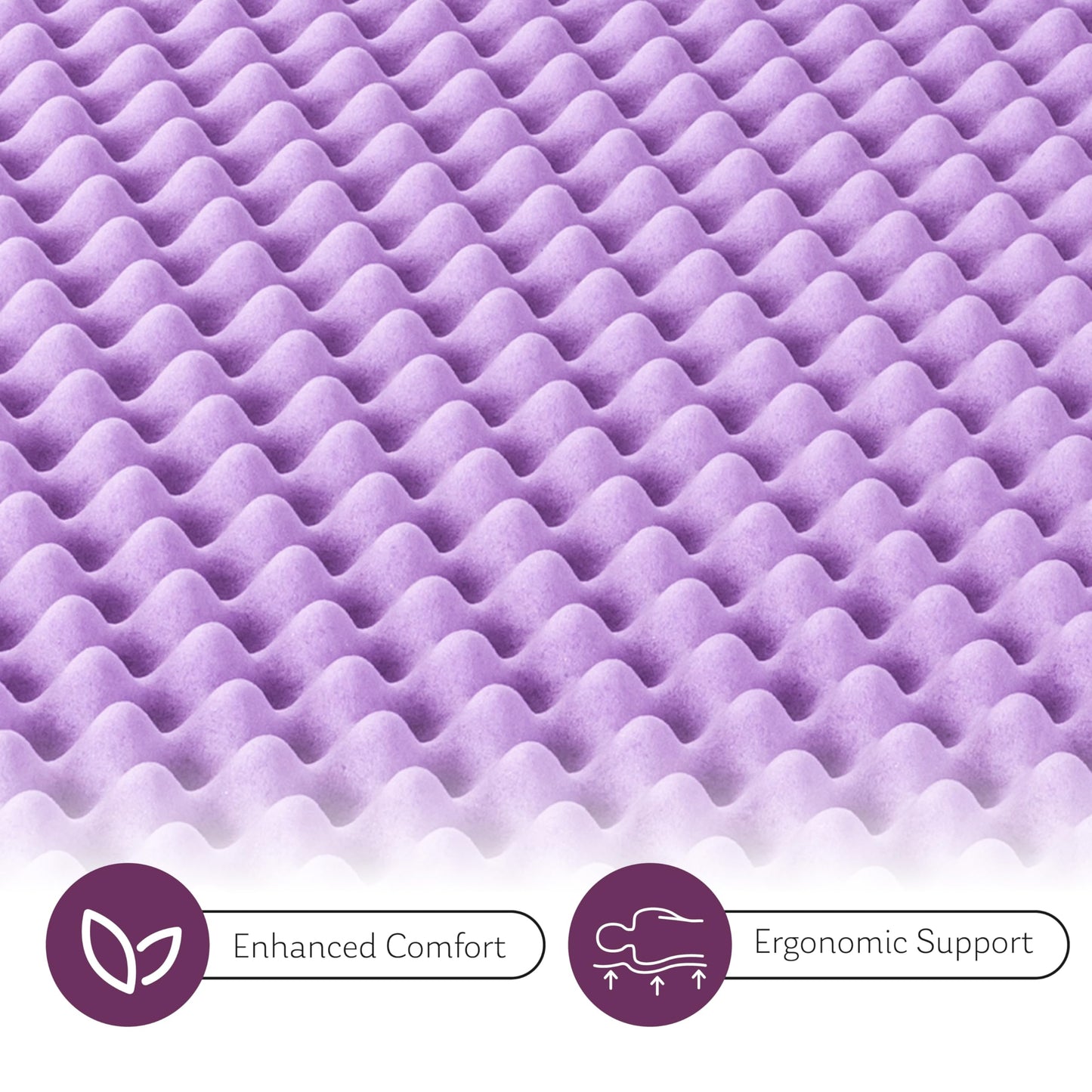 3 Inch Egg Crate Twin Memory Foam Mattress Topper, Cooling Gel Infused Foam Mattress Topper for Pressure Relief, CertiPUR-US Certified Twin Bed Topper, Purple, 38"×75"