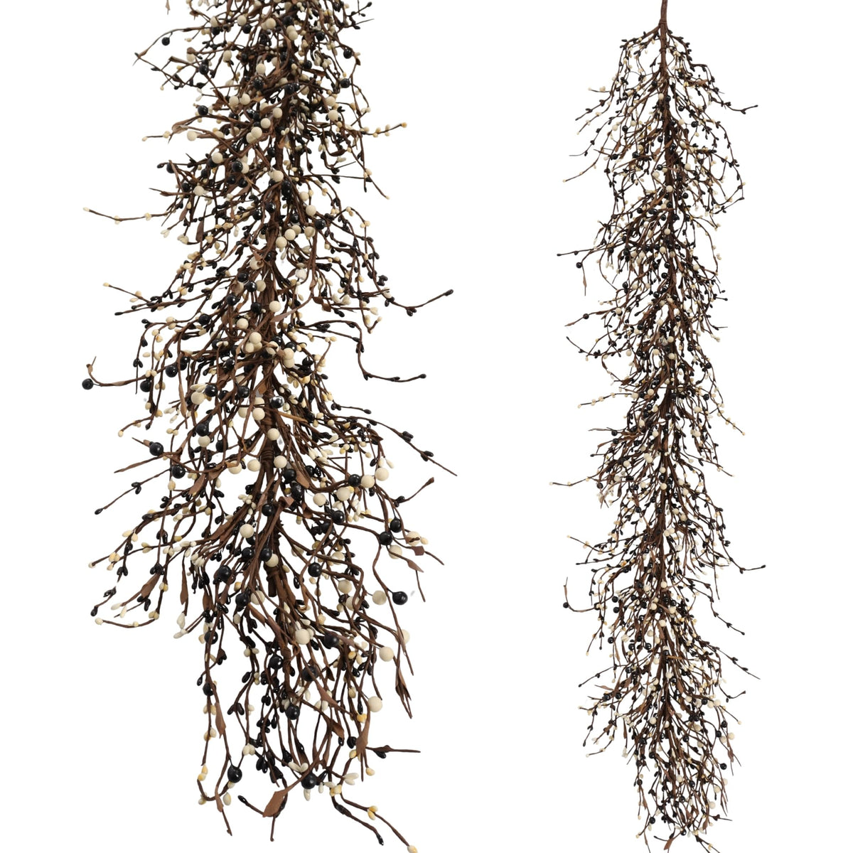Quixem 60 Inch (5FT) Rustic Black and Cream Pip Berry Garland for Fireplace Mantel & Table Runner, Flexible Wired Artificial Vine, Everyday Modern Farmhouse Decor, Precise Size