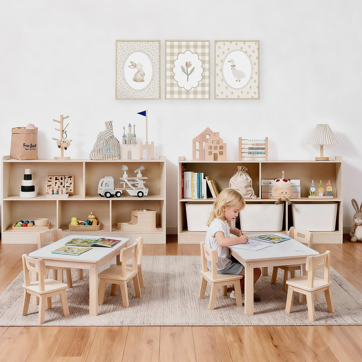 Leeshyah Wooden Toy Shelf for Kids, Montessori Book & Toy Organizer with Open Shelving, 5-Section Customizable Layout for Kids’ Room, Playroom & Classroom