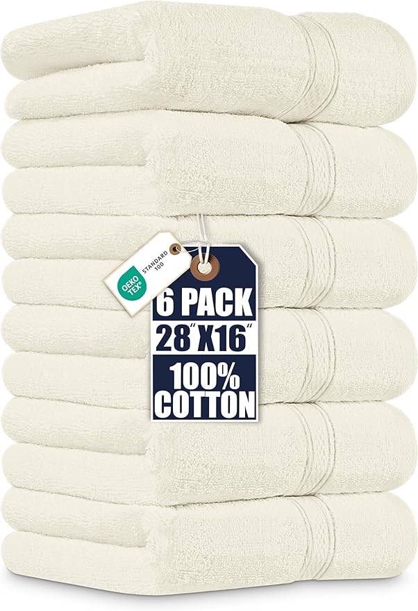Utopia Towels 6 Pack Premium Hand Towels Set, 16 by 28 inches, 100% Ring Spun
