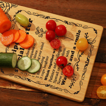 Sister Birthday Gifts Cutting Board Set, Recipe for a Special Sister - Mothers Day Birthday Gifts for Sister from Sister Engraved Utensil Friendship Gift for Women Bestie Best Friend Soul Sister