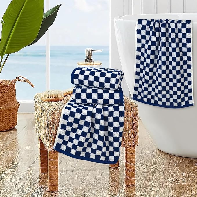 Jacquotha Navy Blue Hand Towels 4 Pack, Cotton Decorative Bathroom Hand Towels