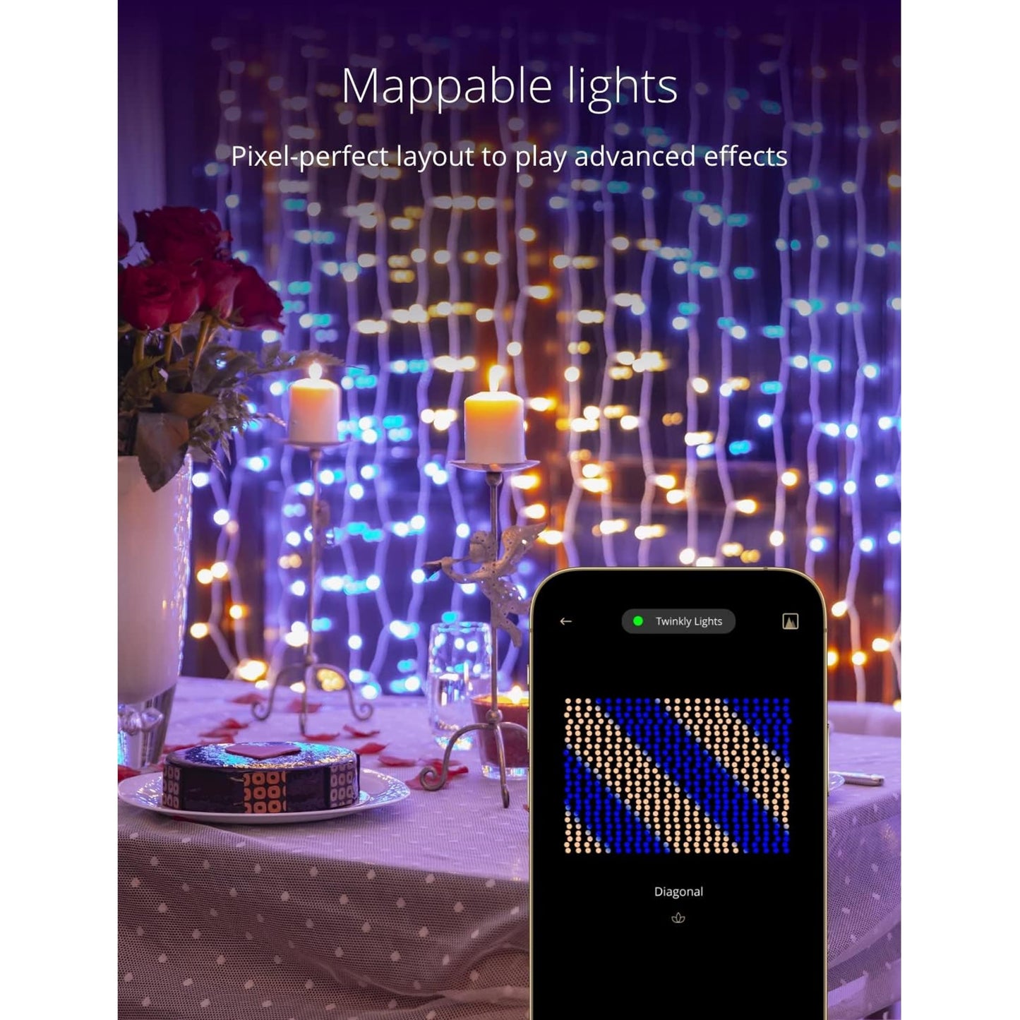 Twinkly Christmas Curtain Lights 210 RGB+W LEDs - App-Controlled, Sync with Music, Indoor & Outdoor Use, Compatible with Google Assistant, Amazon Alexa, Apple HomeKit, Bluetooth & WiFi Connectivity