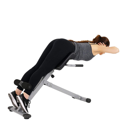 Sunny Health & Fitness Foldable Hyperextension Roman Chair w/Back Extension, Home Gym Sit Up Bench for Glute & Ab Workouts, Optional Adjustment Incline & Multi-Function Heavy-Duty Exercise Equipment