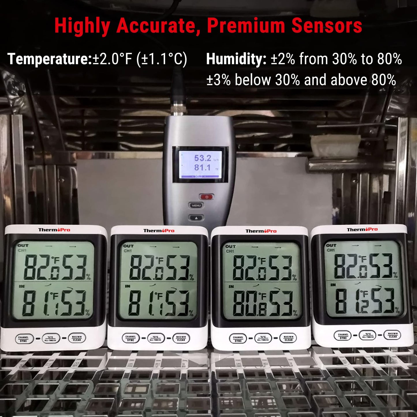 ThermoPro Indoor Outdoor Thermometer Wireless, 500 ft Outside Thermometer with Cold-Resistant Sensor, Outdoor Thermometers for Patio Waterproof with 3.3" LCD Display, Backlit Outdoor Temperature Gauge