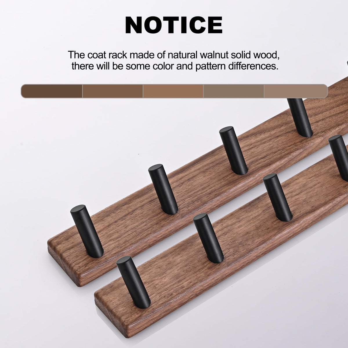 LECHYN 17.3" Small Wooden Coat Rack Wall Mounted with 5 Pegs Hooks, Entryway Wall Hooks Coat Hanger for Hanging Towel Jacket Clothes Hat Backpack Shoe Purse Key Holder Hook Rail by Black Walnut Wood