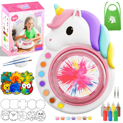 Oeasic Unicorn Spin Art Machine for Kids, Dual Rotation Painting Spinner Arts and Crafts with 60 Design Cards, Art Supplies for Kid Set, Birthday & Christmas Gift for Girls Ages 4 5 6 7 8 9 10 11 12