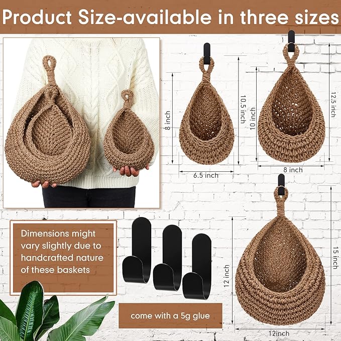 Honeydak Boho Decor Hanging Wall Baskets