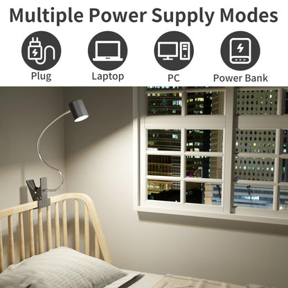 Dott Arts Desk Lamp,USB Clip On Light,Book Lights for Reading at Night,3 Color Modes,10 Brightness Clamp Lights,360° Gooseneck LED Reading Light for Books in Bed,Eye-Care for Home Office,Headboards