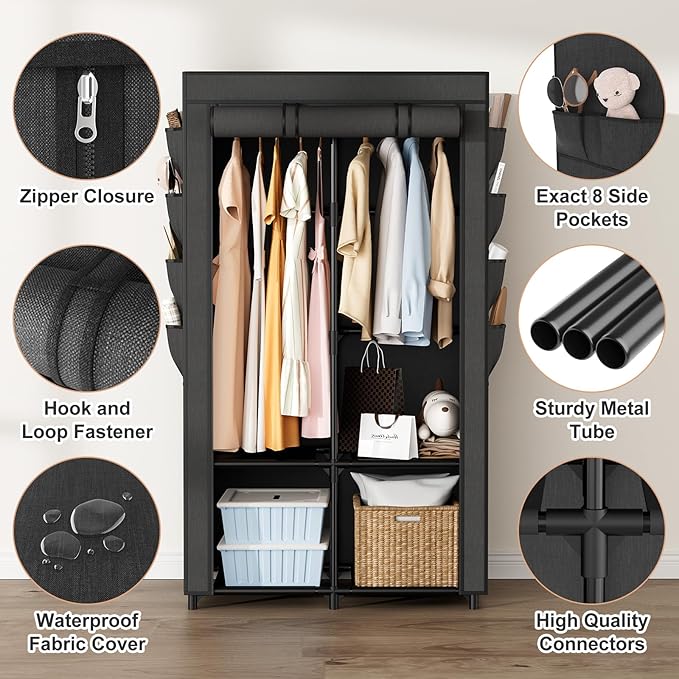 Portable Closet for Hanging Clothes, Portable Wardrobe Closet
