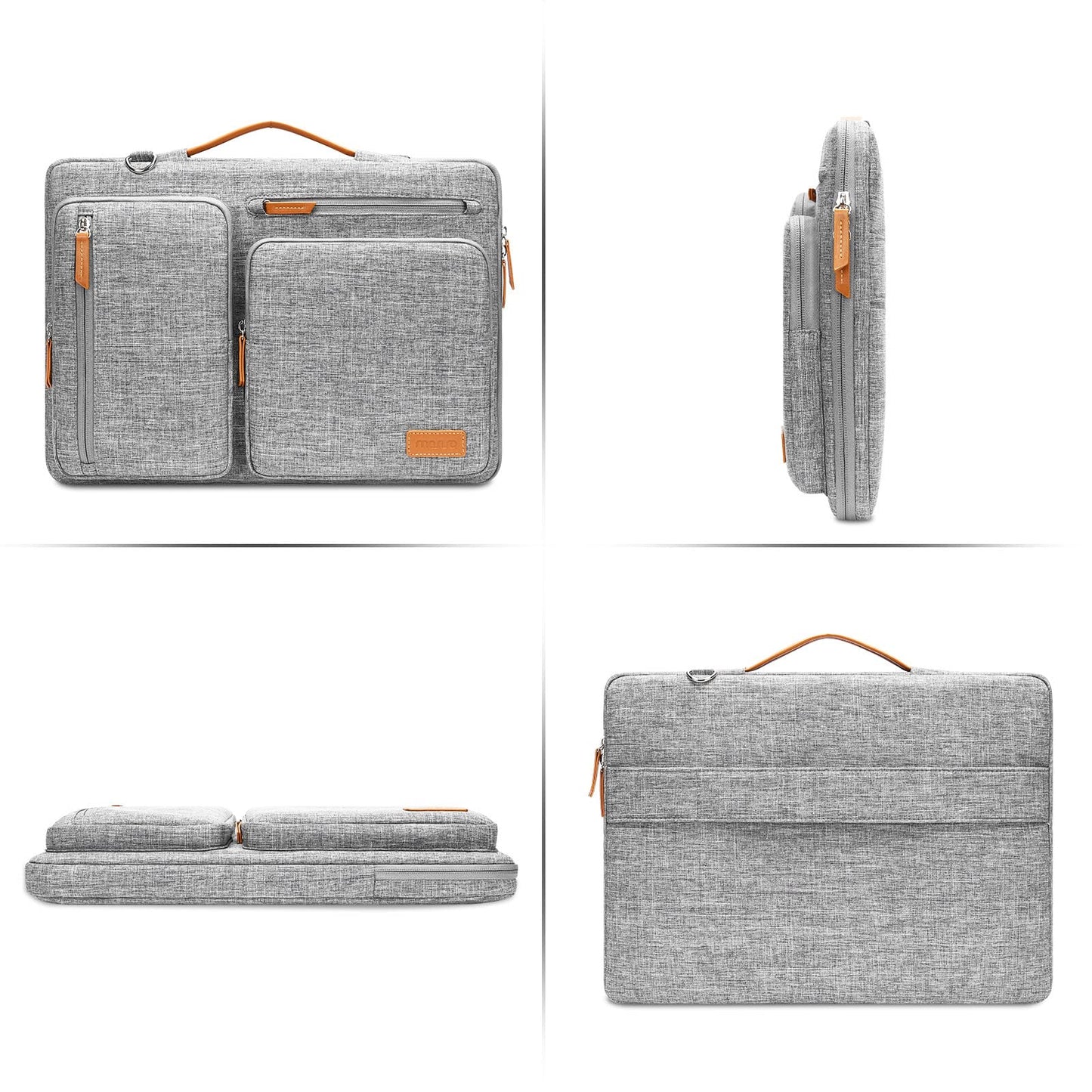 MOSISO 360 Protective Laptop Bag 16 inch, 15-15.6 inch Computer Shoulder Bag Compatible with MacBook Pro 16, HP, Dell, Lenovo, Asus, Side Open Messenger Case &4 Zipper Pockets&Handle, Gray
