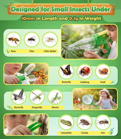 SOLIEHOO Bug Catcher for Kids 3-12, Bug Vacuum Bugs Catching Release Kit, Magnifying Glass Bug Collector Butterfly Net Bugs Grabber Insect Catcher Tweezers, Boys Outside Explorer Toys Birthday Gift