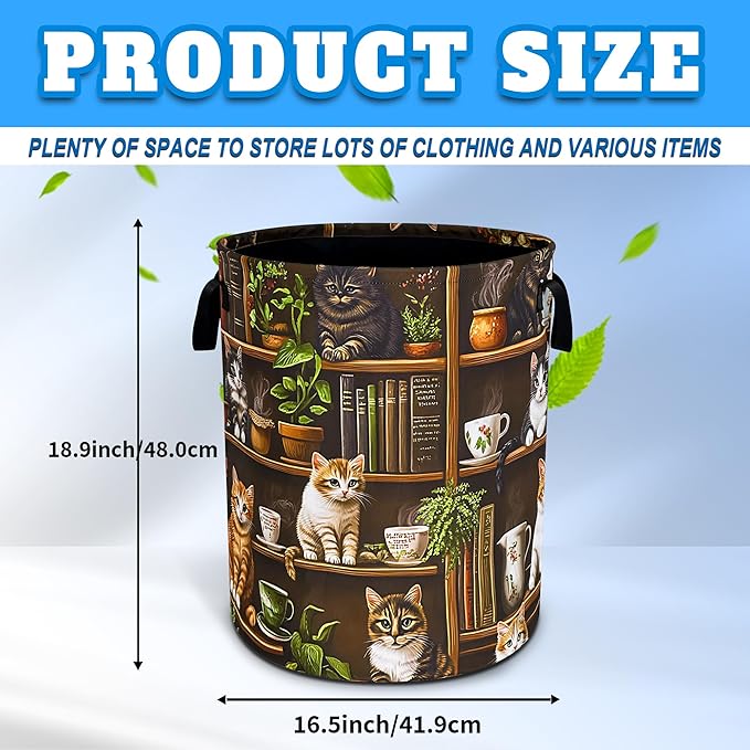 Cute Cat Laundry Basket Bookshelf Animal Oxford Cloth Laundry Hamper Funny