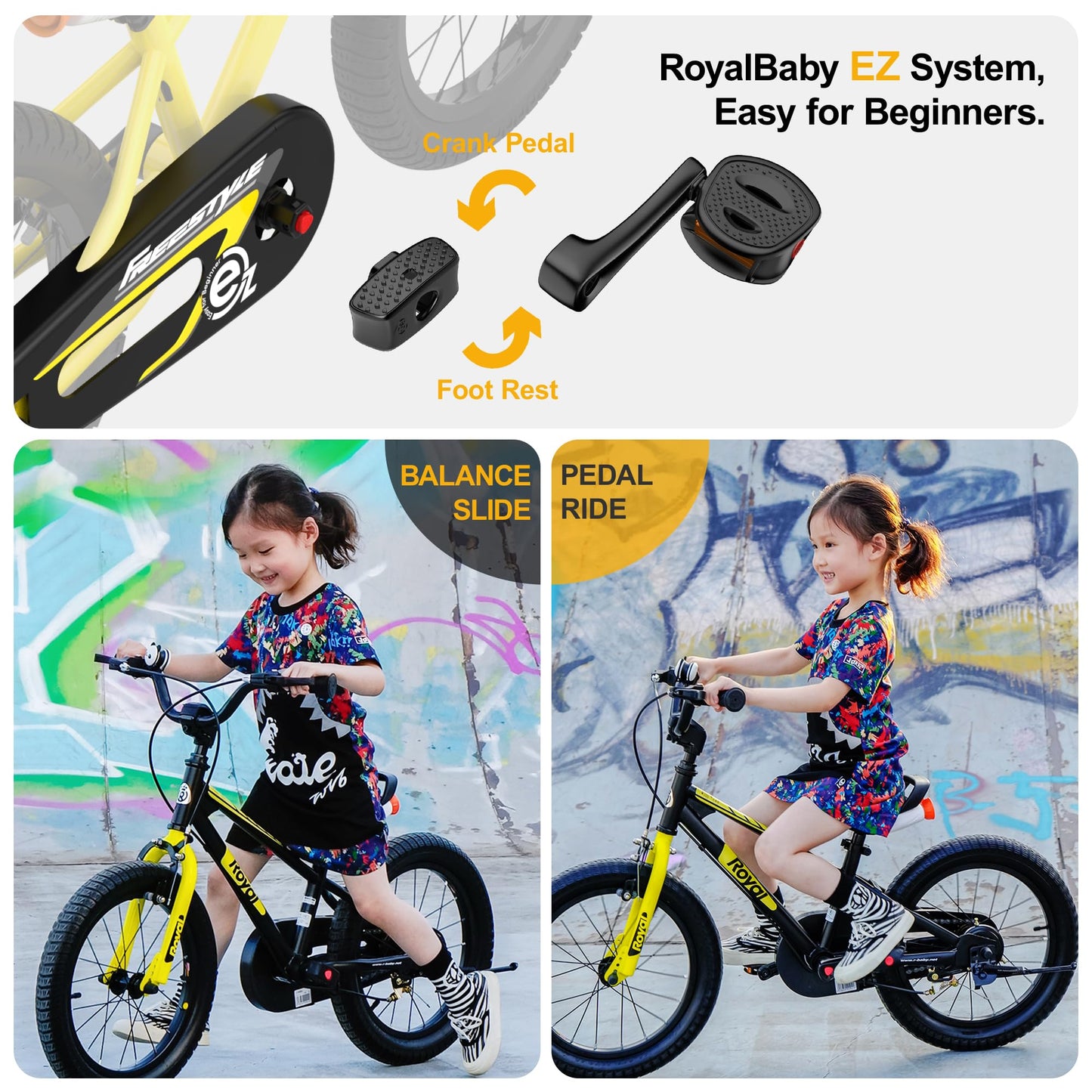 RoyalBaby EZ Kids Bike, 18 Inch Wheel Bicycle with Quick Release Crank for Beginners Easy Learn Biking, Boys Girls Ages 5-9 Years, Royal Blue