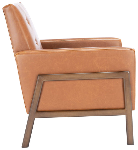 SAFAVIEH Home Collection Roald Faux Leather Sofa Accent Club Chair ACH6209C, Light Brown/Antique Coffee