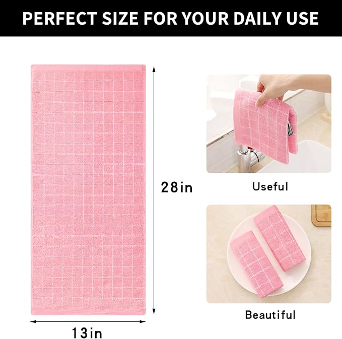 Homaxy 100% Cotton Terry Kitchen Towels, Checkered Designed, Soft and Super