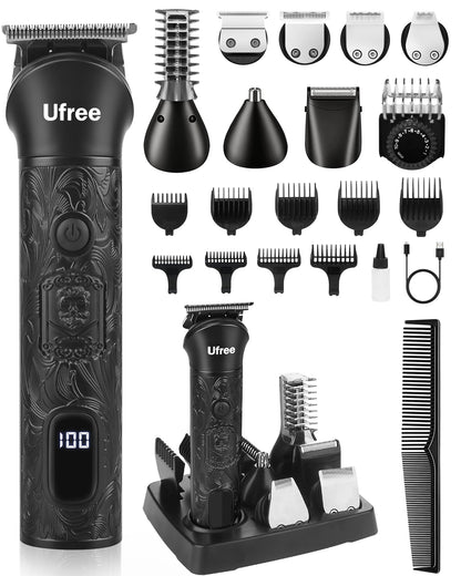 Ufree Beard Trimmer for Men, Electric Razor Shaver, Cordless Hair Clipper Shaving Kit for Mustache Body Nose Ear Hair Facial, Adjustable Beard Grooming Kit Birthday Gifts for Men