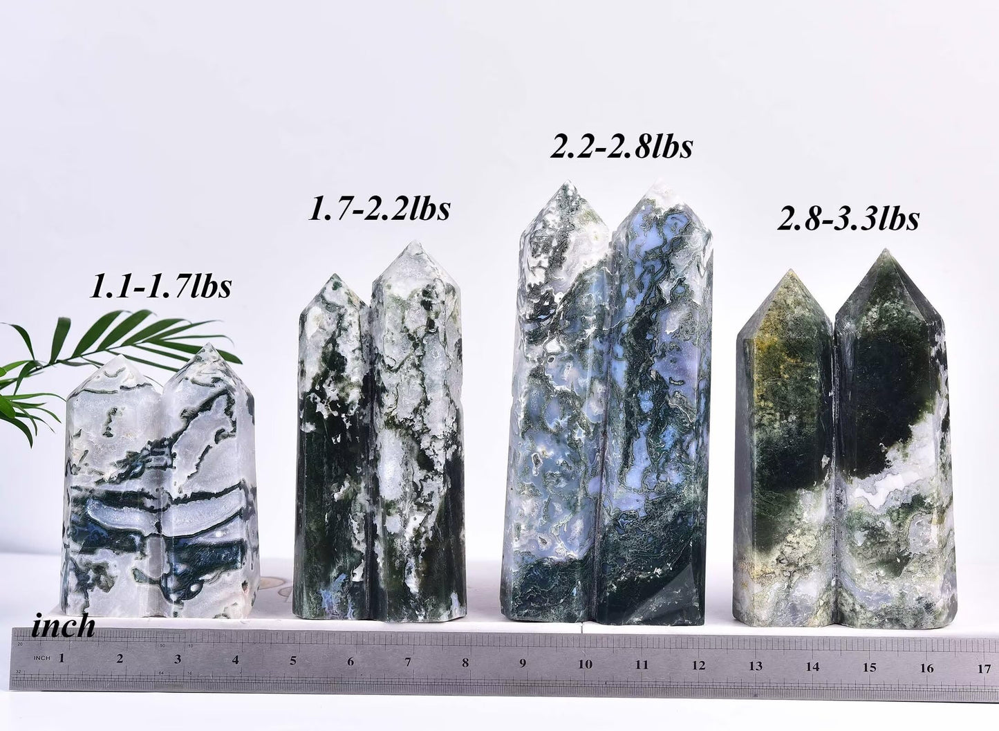 VIZYTOU Large Heaing Crystal Stone Tower Two Pointed Wand Column Moss Agate Obelisk Meditation Stone 1.7-2.2 Pound