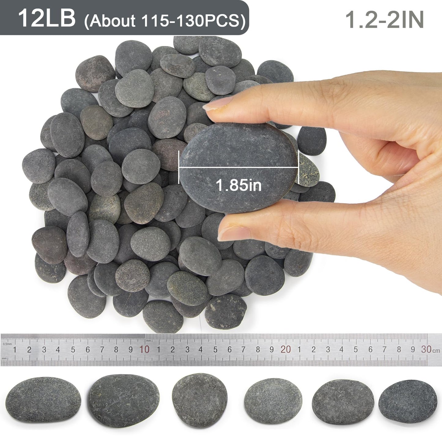 Auksay Rocks for Painting 12 Pounds (About 115-130pcs) 1.2-2” River Rock for Paint Natural Flat & Smooth Stones for Painting for Kids & Adult Craft Gift