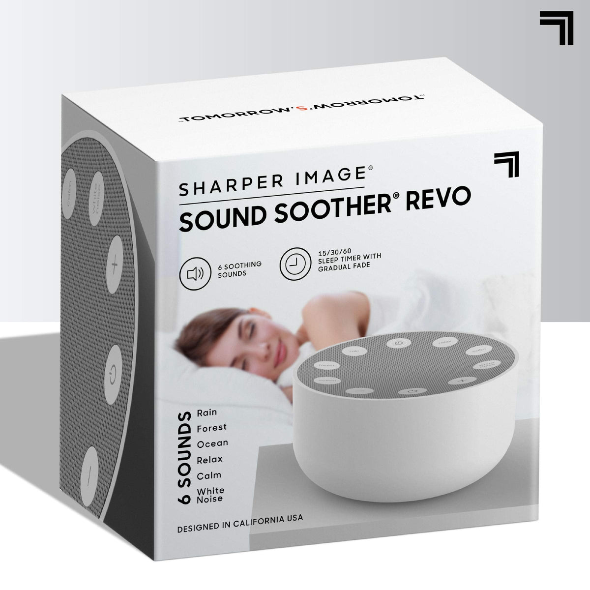 Sharper Image White Noise Sound Machine, 6 Soothing Nature Soundscapes for Baby Kids Adults, Portable Relaxation Therapy Device, Wellness Meditation & Naps, Peaceful Rest, Travel Sleep Aid, Timer