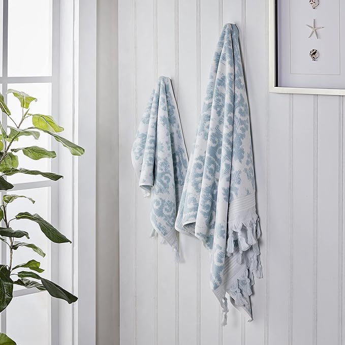 SKL Home Mirage Fringe 100% Turkish Cotton Hand Towel Set