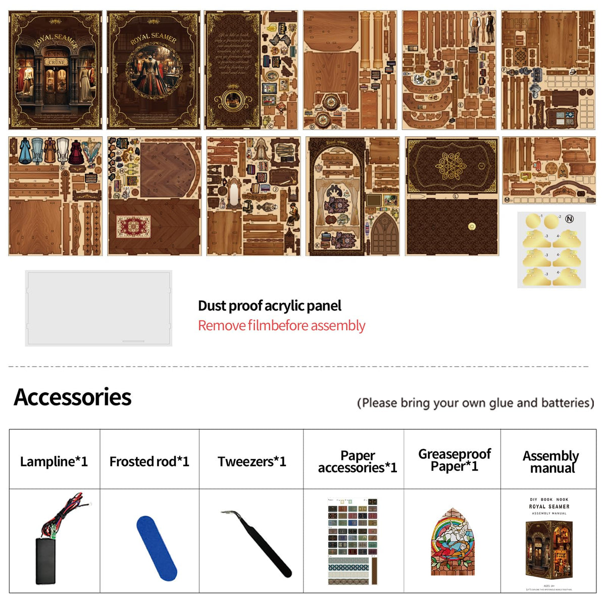 Shylamb Book Nook Kit - DIY Miniature Dolls House Kit with Furniture and LED Light, 3D Puzzle Wooden Art Bookends, Model Kits for Adults and Teens (Royal Tailor Shop)