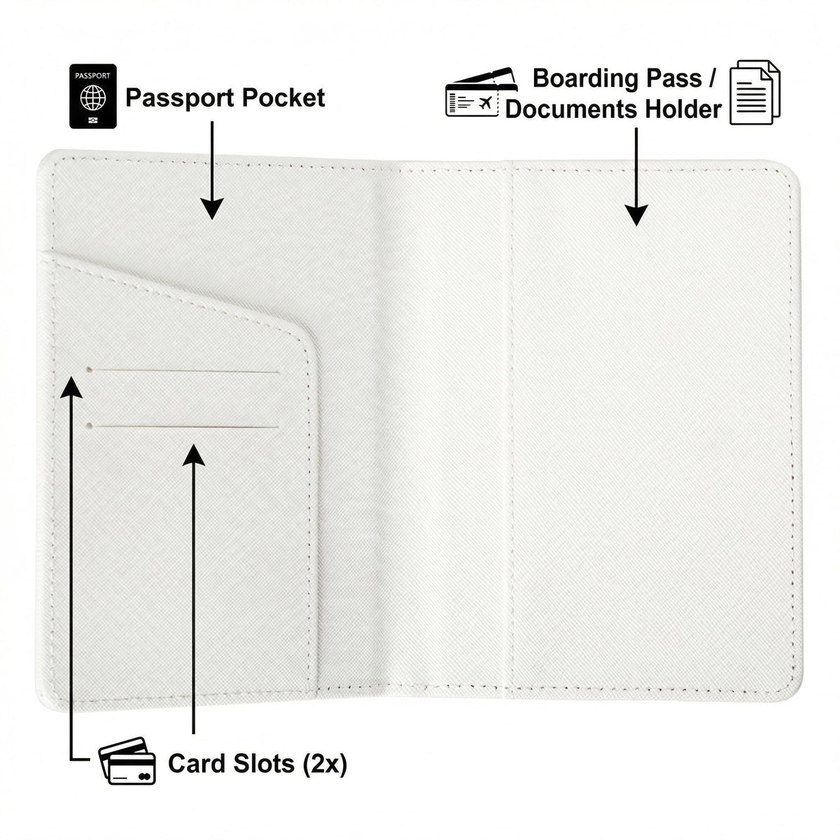Passport Holder Set for Couples, Mr and Mrs Embroidered Passport Covers, PU Leather Travel Accessory, Wedding and Honeymoon Gift (Embroidered Black White Gold)