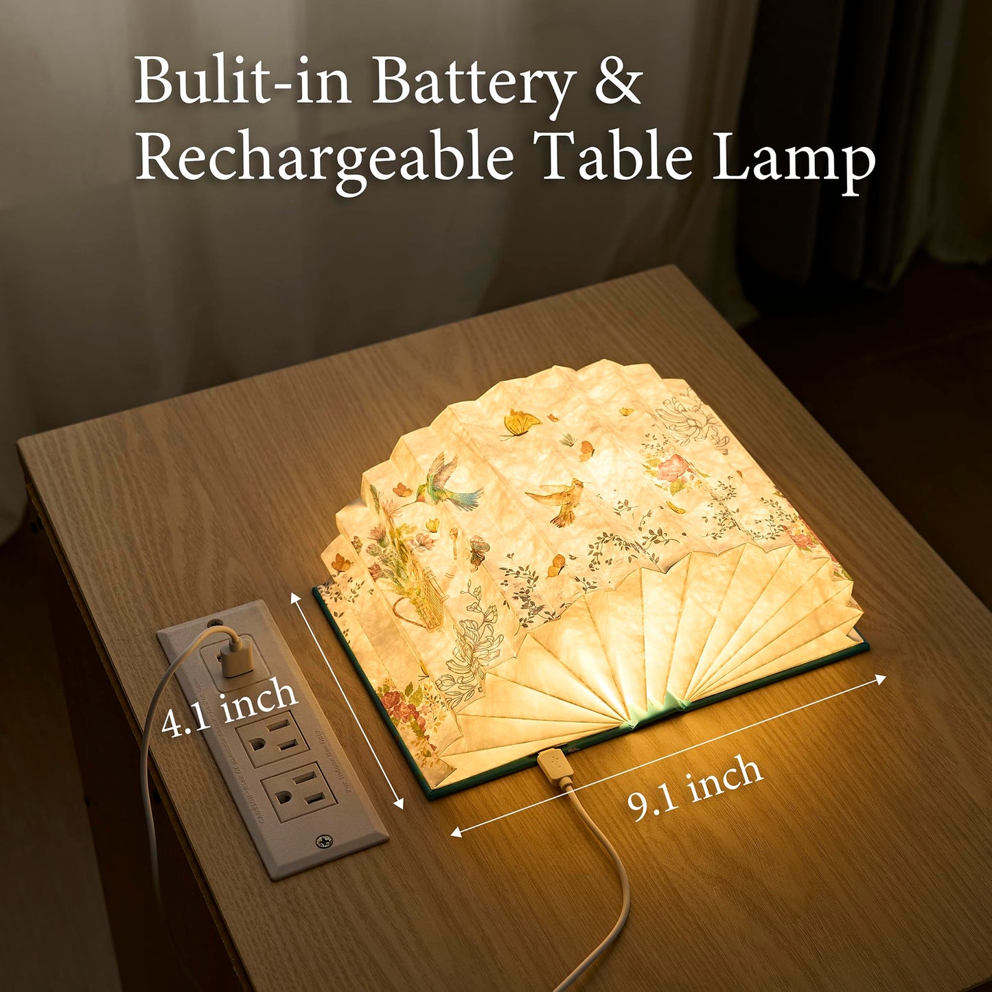 Uniwolk Flower Book Lamp Bookish Birthday Gifts for Women or Freinds, Foldable Paper Desk Lamp for Bedroom Living Room, Book Light as Gifts for Book Lovers, Desk Decor Cute Stuff