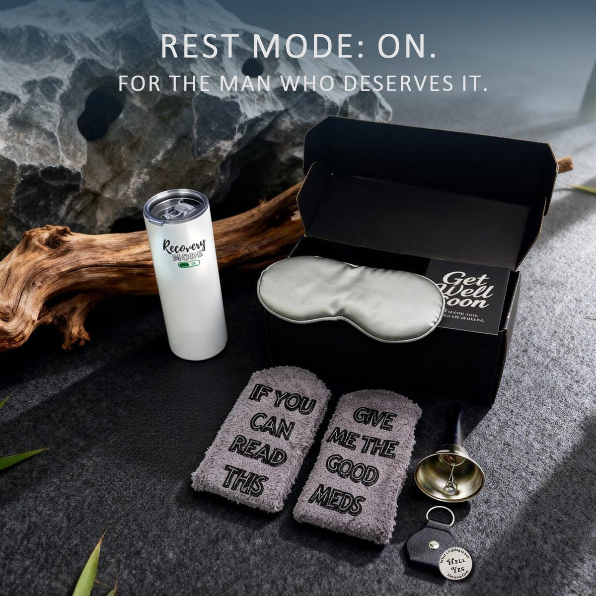 Funny Get Well Soon Care Package for Women and Men, Recovery Mode Gift Box After Surgery, Chemo, or Hospital Stay, Thinking of You Basket for Friends and Patients,with 20oz Cup