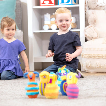 Melissa & Doug Fuzzy Monster Bowling Pins and Ball with Mesh Storage Bag - 8 Pieces Toddler Plush Indoor Bowling Set, for Toddlers and Kids Ages 2+