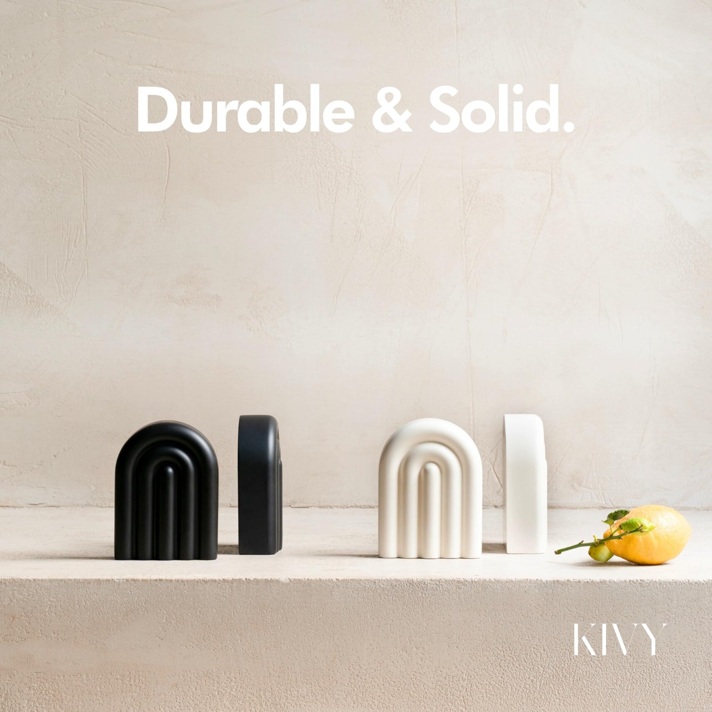 KIVY Concrete Book Ends for Shelves [Heavy Duty BOOKENDS] - Bookends Decorative for Heavy Books - Modern Trendy Book Ends - Book Stopper for Shelves - Book Holders