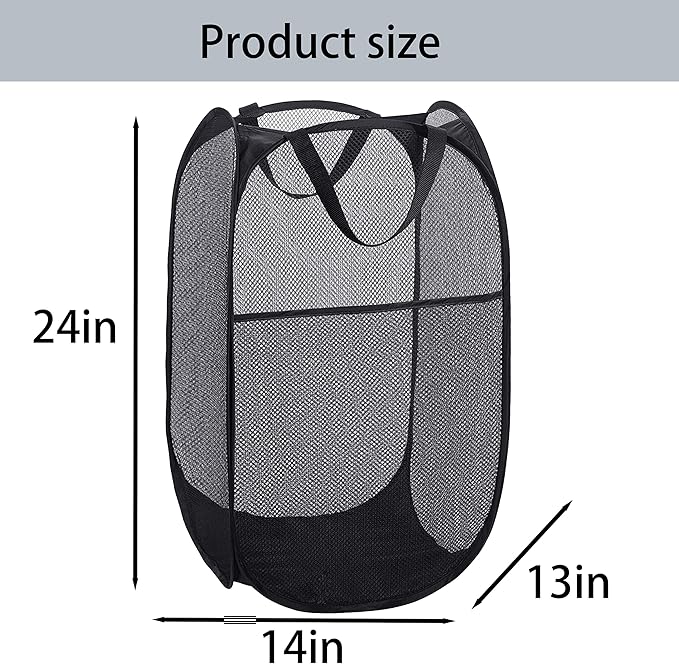 Foldable Mesh Popup Laundry Hamper, Laundry Basket Easy to Open and Fold