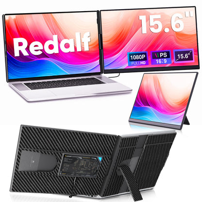 Redalf Laptop Screen Extender, 15.6" FHD 1080P Portable Monitor for Laptop, Detachable and Plug-Play Travel Monitor for 13-17.3" Laptops,Compatible for Mac/Wins/Dex/Chrome