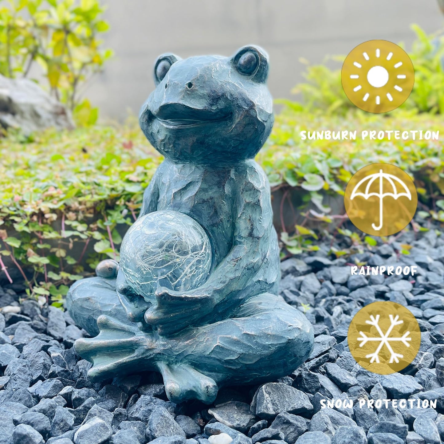 Brilliant Prospect Zen Yoga Frog Garden Statue, Outdoor Decor, Solar Patio Garden Sculpture Ornament, Frog Figurine Lamp Light, Meditation Frog Gift Ideas for Women