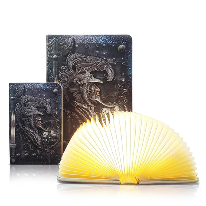QXMGCBOK Retro Folding Book Lamp,Novelty LED Night Light,Relief 3-Color Desk lamp, Gift for Book Lovers and Librarians (Small Size)