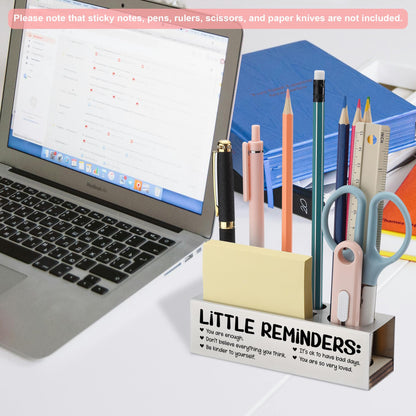 Inspirational Pencil Holder Desk Organizer with Little Reminders, Stainless Steel Office Supply Caddy for Women Men, Positive Message Teacher Coworker Gift, Laser Engraved Classroom Decor - FBA400