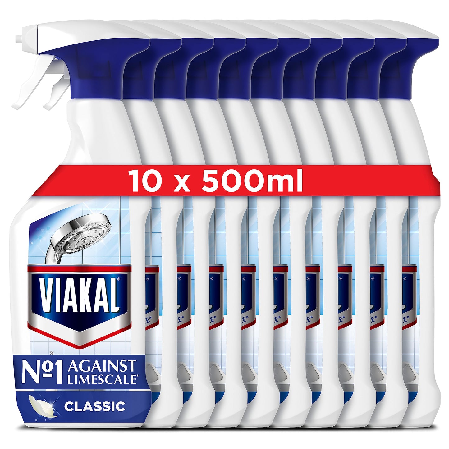Viakal Limescale Remover Spray, Classic, Cleaning Products, Bathroom Cleaner Spray, 5 Litre (500 ml x 10), Toilet Cleaner Limescale Remover