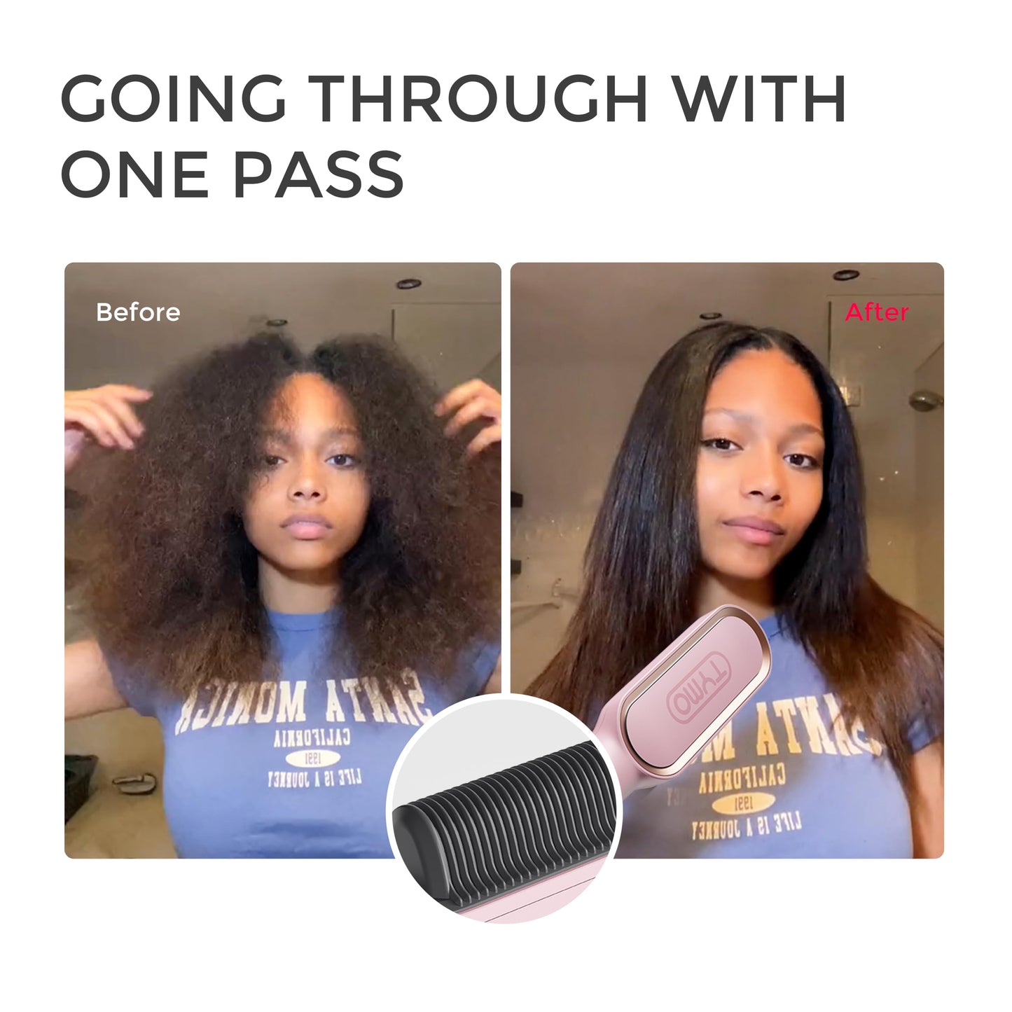 Hair Straightener Brush, TYMO Ring Hair Straightener Comb Straightening Brush for Women with 5 Temps 20s Fast Heating & Dual Voltage, Black