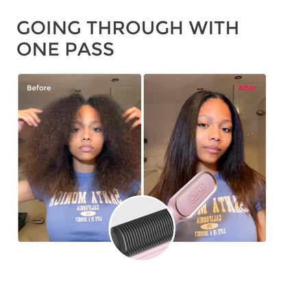 Hair Straightener Brush, TYMO Ring Hair Straightener Comb Straightening Brush for Women with 5 Temps 20s Fast Heating & Dual Voltage, Black