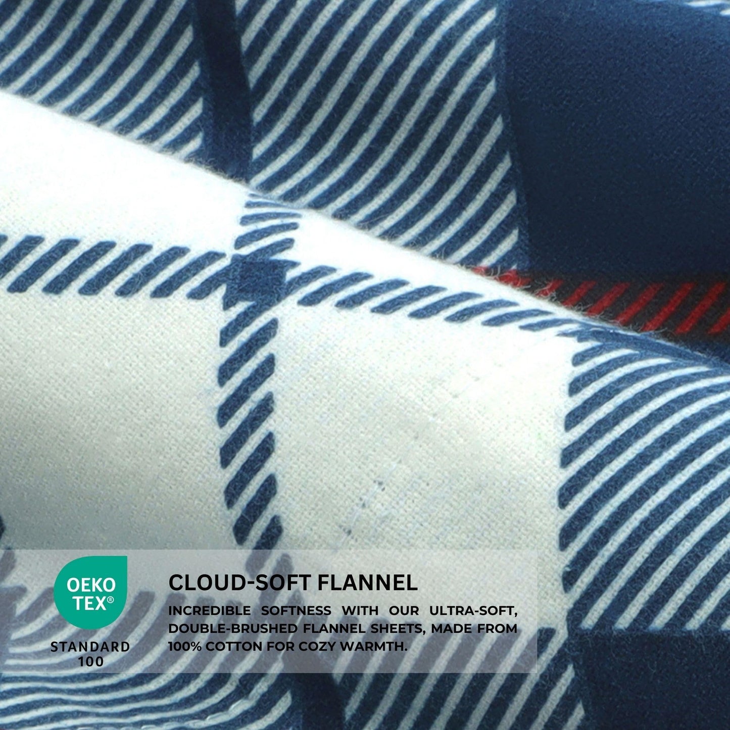 Featherhead™ 100% Cotton 4PCs Flannel Sheet Set, Full Size, Tartan Plaid | Double-Brushed for Extra Softness, Warm & Breathable, Extra Deep Pockets fits Up to 17” – 1 Flat, 1 Fitted, 2 Pillowcase