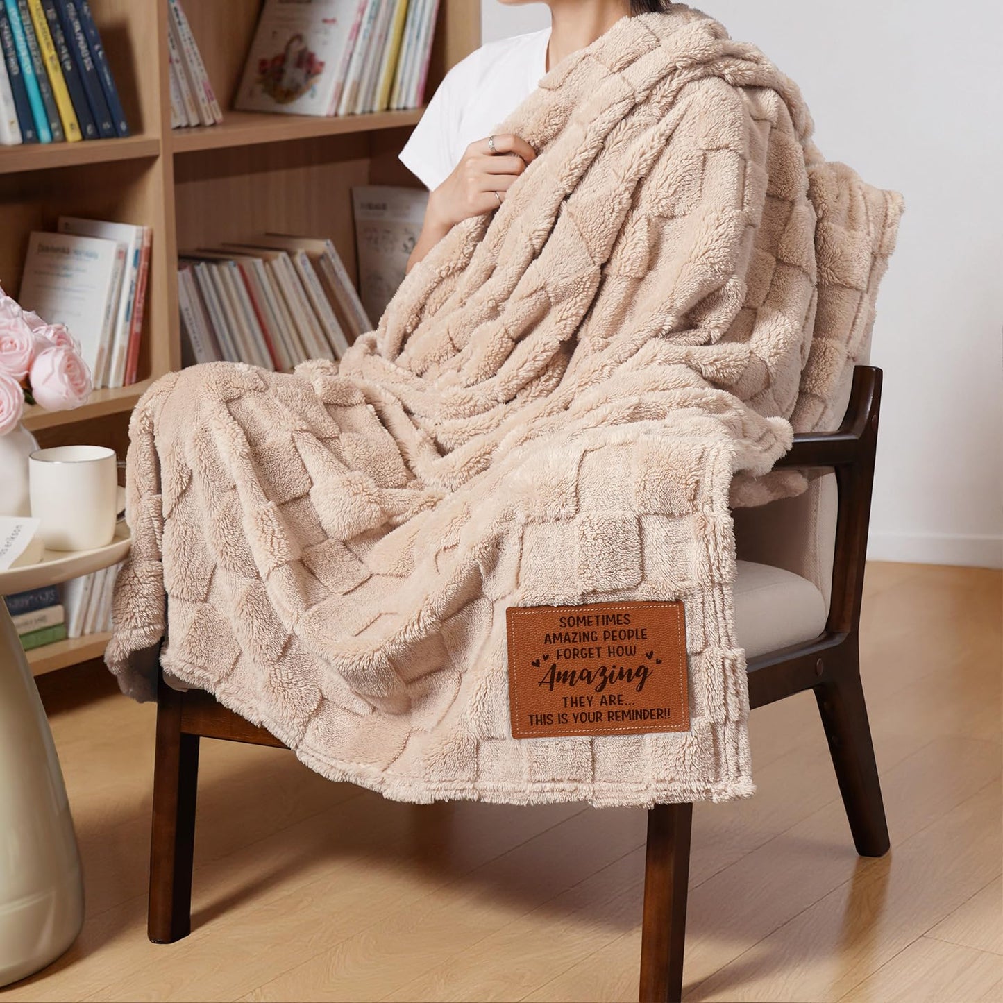 GoMelley Blanket Gifts for Women Men - You are Amazing Blanket - Birthday Gifts for Women Friendship, Thank You/Appreciation Presents, 3D Checkered Throw with Leather Label, 50”×60“