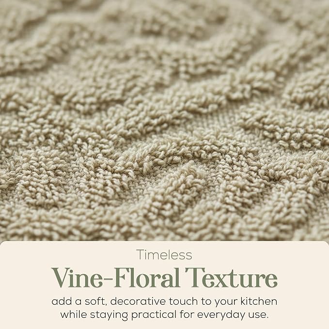 MosJos 4 Pack Hand Towels, Cotton Sage Green and White Floral Kitchen Towel