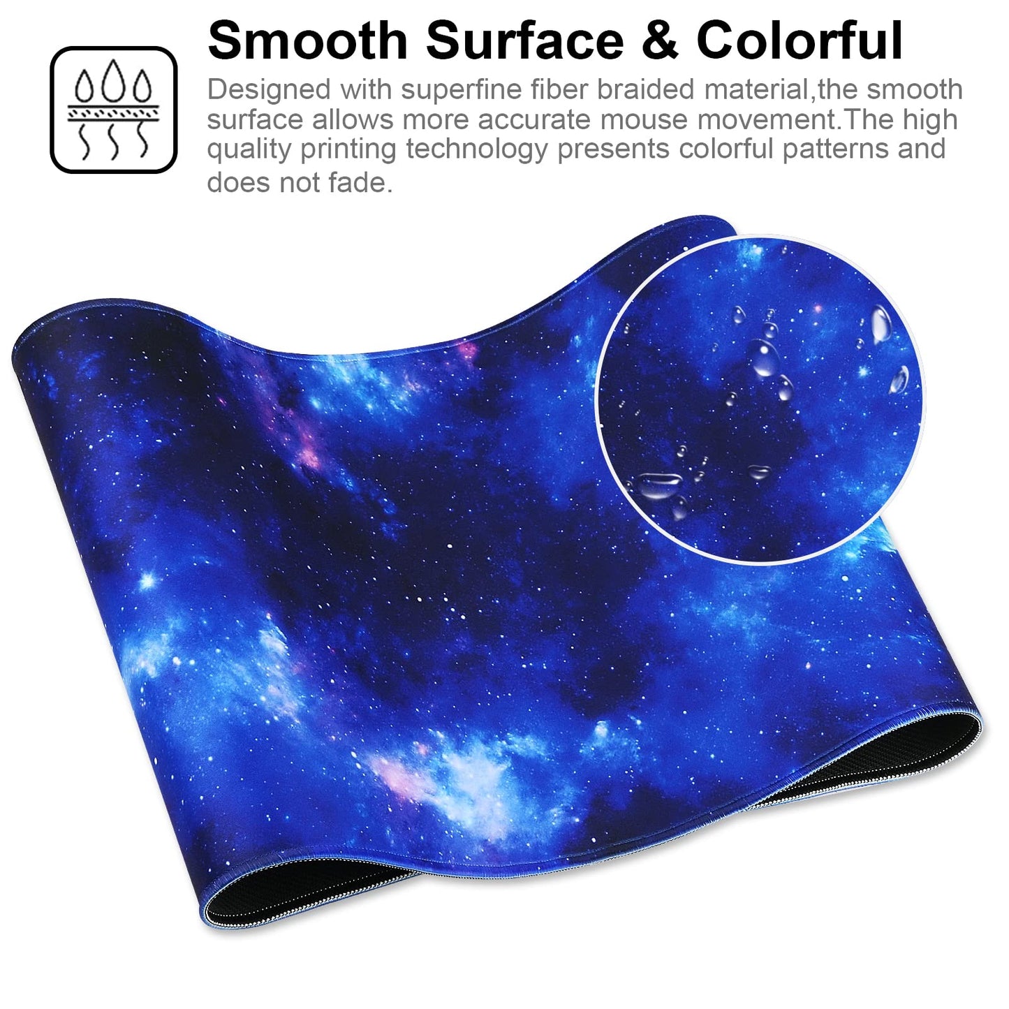 Jahosin Large Gaming Mouse Pad with Stitched Edges,[70x30cm] Extended Mouse Pad with Non-Slip Natural Rubber Base for Gamer/Desktop/Office/Home 70x30 Bluespace04
