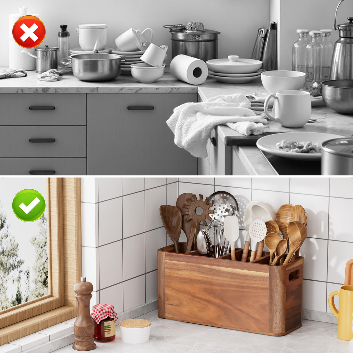 ZUJJAFY Extra Large Kitchen Utensil Holder