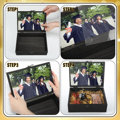 BreezeHug 2 Pcs Class of 2026 Graduation Keepsake Box Senior 2026 Gift Memory Chest Wooden Box with Hinged Lid Engraving Graduation Gift Boxes for Him or Her Graduate Grad Keepsake Memory Storage
