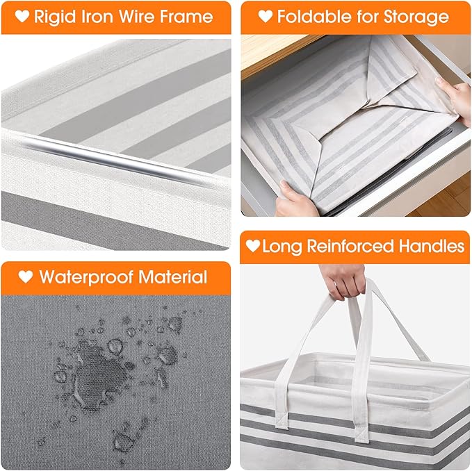 4 Pack Large Laundry Baskets, Laundry Hampers, Freestanding Waterproof