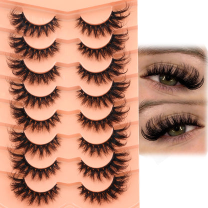 Mink Lashes Cat Eye Lashes Volume Fox Eye False Eyelashes Lashes Natural 6D D-Curly Volume Fake Eyelashes Soft Handmade Lashes that Look Like Extensions Lashes Pack