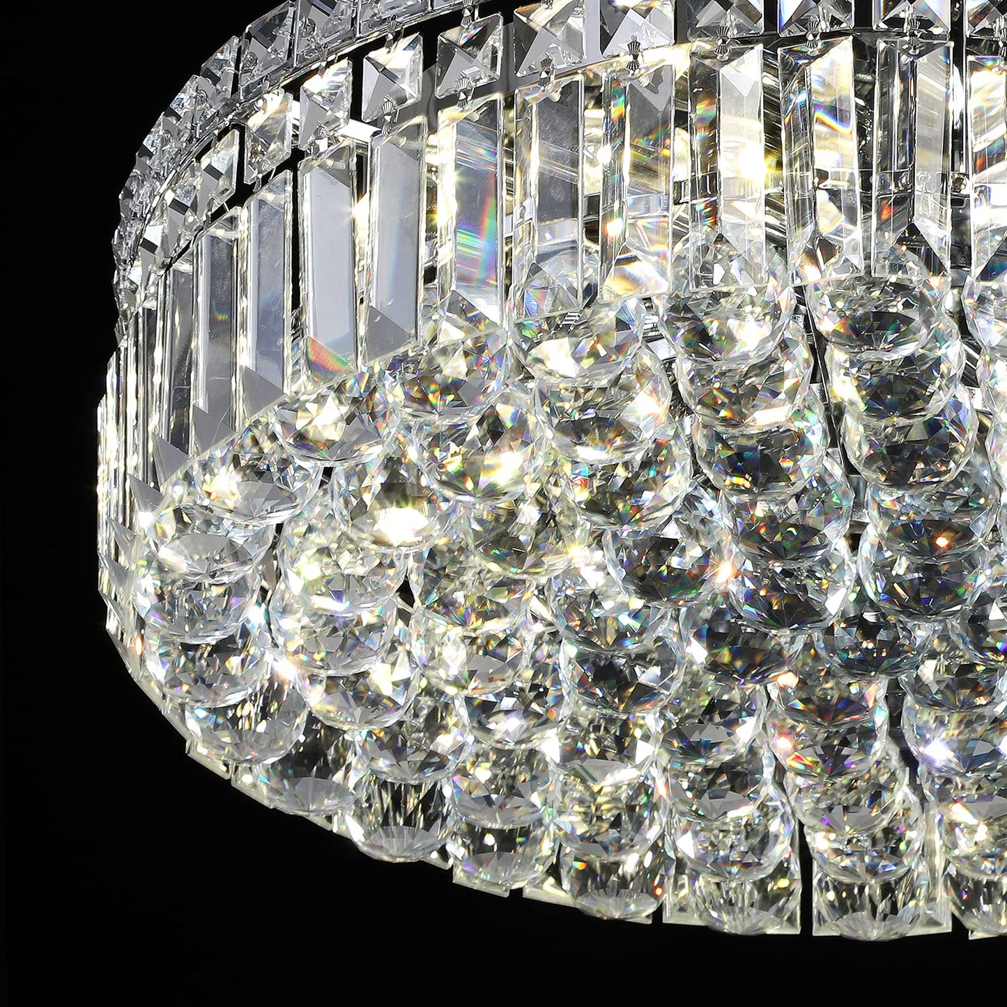 CEENLI 6-Lights Crystal Flush Mount Chandelier Light Fixture with K9 Crystals Modern Ceiling Lights Elegant Pendant Lamp for Bedroom,Hallway,Bar,Living Room,Dining Room,H5.9 xW20 (Bulbs Not Included)